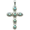 2-13/16" x 1-3/4" Sterling Silver 6-Stone TURQUOISE SHADOWBOX CROSS/CRUCIFIX Pendant