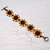 Girl's or Petite Lady's Hand Beaded Sunflower Bracelet - 7-1/2"