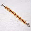 Lady's Hand Beaded Dimensional Sunflower Bracelet - 8"