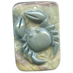 13x35x38mm Succor Creek Jasper Carved CRAB Focal / Pendant Bead