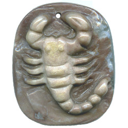 12x39x46mm Succor Creek Jasper Carved SCORPION Focal / Pendant Bead