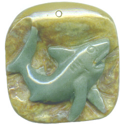 8x39x41mm Succor Creek Jasper Carved SHARK Focal / Pendant Bead