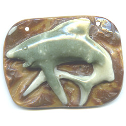 12x37x49mm Succor Creek Jasper Carved SHARK Focal / Pendant Bead