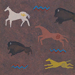 Scrapbookers Painted Page® 12x12 *Anceint Cave Art* Buffalo & Horse Printed SCRAPBOOK PAPER