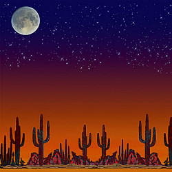 SugarTree® 12x12 *Desert Moonlight* Coyote & Cactus Printed SCRAPBOOK PAPER