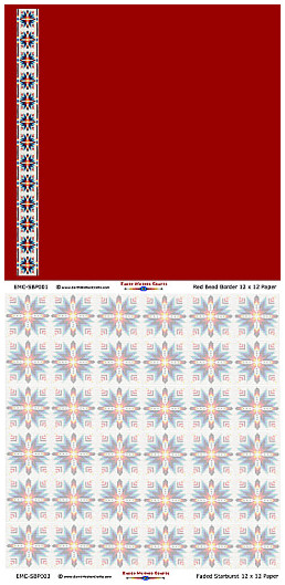 EMC® 11¾ x 12 *Red Bead Border* & *Faded Starburst* Companion SCRAPBOOK PAPER Set