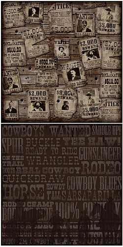 Karen Foster® 12x12 *Wanted* & *Rodeo Collage* Companion SCRAPBOOK PAPER Set