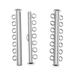 41.5mm Seven Ring/Strand Silver Tone SLIDER TUBE CLASP