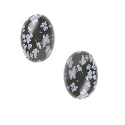 10x14mm Snowflake Obsidian OVAL CABOCHONS