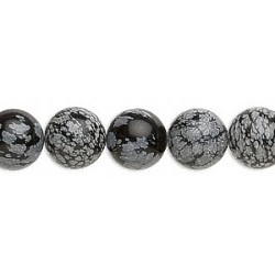 12mm Snowflake Obsidian ROUND Beads