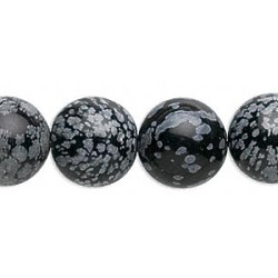 14mm Snowflake Obsidian ROUND Beads