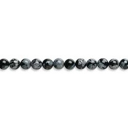 3mm Snowflake Obsidian ROUND Beads - 8" Strand