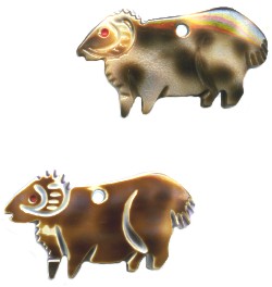 16x28mm Spotted Shell RAM/BIGHORN SHEEP Animal Fetish Bead