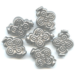 10x19mm *Vintage* Silver Plated (Antiqued / Oxidized) Hand-Cast, Stamped Swirled MARQUISE Beads