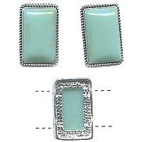 15x25mm Antiqued Silver Plated & Faux Turquoise 2-Hole Southwest Rectangular SLIDER BAR SPACERS