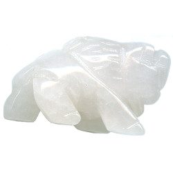 15x22mm Snow/Milky Quartz BUFFALO Animal Fetish Bead