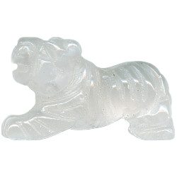 16x22mm Snow/Milky Quartz TIGER Animal Fetish Bead