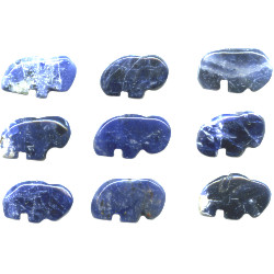 8x12mm Sodalite Mini Zuni-Style BUFFALO Animal Fetish Beads