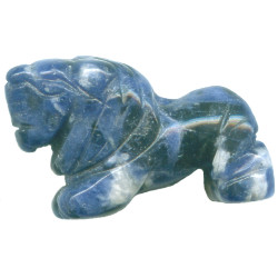 16x22mm Sodalite 3-D LION Animal Fetish Bead