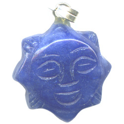 18mm Sodalite SUN FACE Charm/Pendant Bead - with Loop & Bail