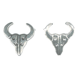 19x27mm *Vintage* Nickel Plated Southwest Buffalo Skull (Prong-Back) SPOT