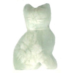 15x24mm Flat-Back Light Green Serpentine CAT Animal Fetish Bead