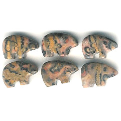 8x12mm Leopardskin Jasper ZUNI BEAR Animal Fetish Beads