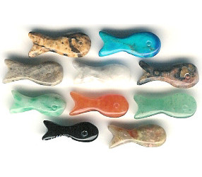 6x15mm Assorted Mixed Gemstone FISH Animal Fetish Beads