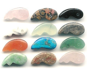 6x15mm Assorted Mixed Gemstone WHALE Animal Fetish Beads