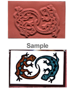 1-1/4" x 1-7/8" *Southwest Gecko/Lizard Duo* Foam Mounted RUBBER STAMP ~ Circa 1994