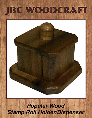 2-3/4" x 2" x 1-3/4" Stained Popular Wood Stamp Roll Holder & Dispenser