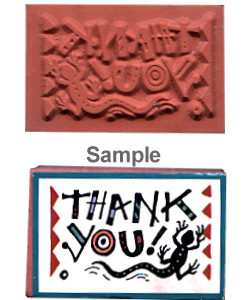 1-1/4 x 1-7/8" *Southwest Thank You* Foam Mounted RUBBER STAMP ~ Circa 1994