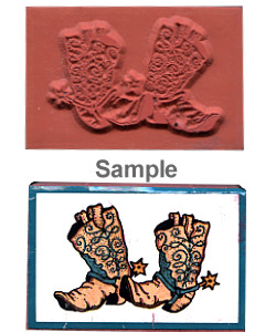 1-1/4" x 1-7/8" *Western Boots* Foam Mounted RUBBER STAMP ~ Circa 1994