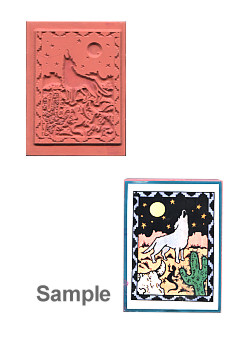 2" x 2-3/4" *Southwest Desert Scene* Foam Block Mounted RUBBER STAMP ~ Circa 1994