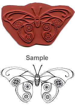 2-1/2 x 4" *Southwest Butterfly* Unmounted RUBBER STAMP