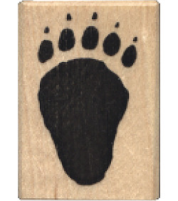 PSX® 1" x 1-1/2" *Bear Paw Print* Wood Block Mounted RUBBER STAMP ~ Circa 1994