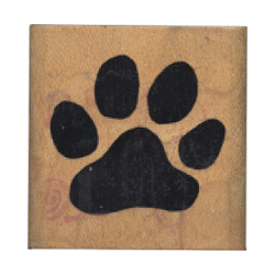 Comotion® 1-5/8" x 1-5/8" *Cat Paw Print* Wood Block Mounted RUBBER STAMP ~ Circa 1985