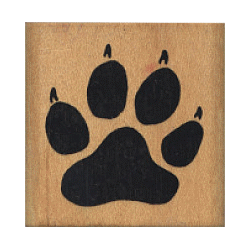 Comotion® 1-5/8" x 1-5/8" *Dog Paw Print* Wood Block Mounted RUBBER STAMP ~ Circa 1985