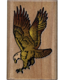 Comotion® 1-3/8" x 2-1/8" *Eagle* Wood Block Mounted RUBBER STAMP ~ Circa 1980