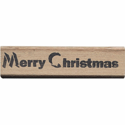 Affel® 1" x 3-5/8" *Merry Christmas* Wood Block Mounted RUBBER STAMP ~ Circa 1987