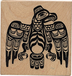 PSX Design® 2-1/4" x 2-1/4" *Northwest Eagle Totem* Wood Block Mounted RUBBER STAMP ~ Circa 1995
