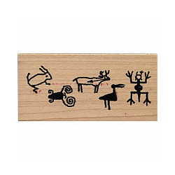 PSX Design® 1-1/2" x 3" *Petroglyph Animals* Wood Block Mounted RUBBER STAMP ~ Circa 1997