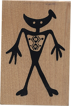 PSX Design® 2-1/4" x 3-1/2" *Petroglyph Man #1* Wood Block Mounted RUBBER STAMP ~ Circa 1996