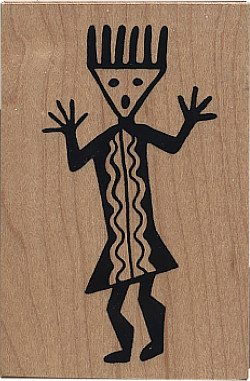 PSX Design® 2-1/4" x 3-1/2" *Petroglyph Man #2* Wood Block Mounted RUBBER STAMP ~ Circa 1996