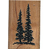 Comotion® 1-3/8" x 2-1/8" *Pine Trees* Wood Block Mounted RUBBER STAMP ~ Circa 1991