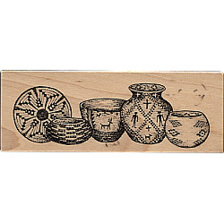 PSX Design® 1-1/2" x 4" *Southwest Pottery* Wood Block Mounted RUBBER STAMP ~ Circa 1996