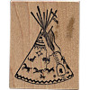 PSX Design® 1-3/4" x 2-1/4" *Plains Tipi* Wood Block Mounted RUBBER STAMP ~ Circa 1994