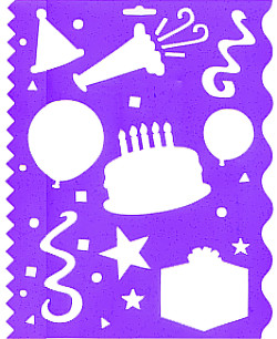 9" x 11.5" Shape Templates & Border Edger STENCIL: Birthday