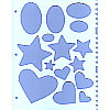 8-1/4" x 11" Shape Templates & Border Edger STENCIL: Ovals, Hearts & Stars