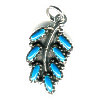 1/2" x 1" Sterling Silver 7-Stone TURQUOISE Leaf Zuni Style NEEDLEPOINT PENDANT